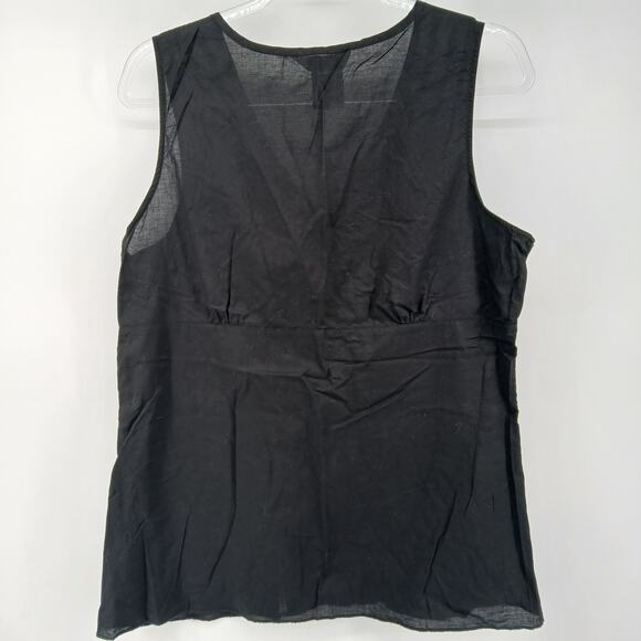 Vintage George Black Cotton Floral Embroidered Babydoll Top Womens LG Y2K Boho - Picture 5 of 8